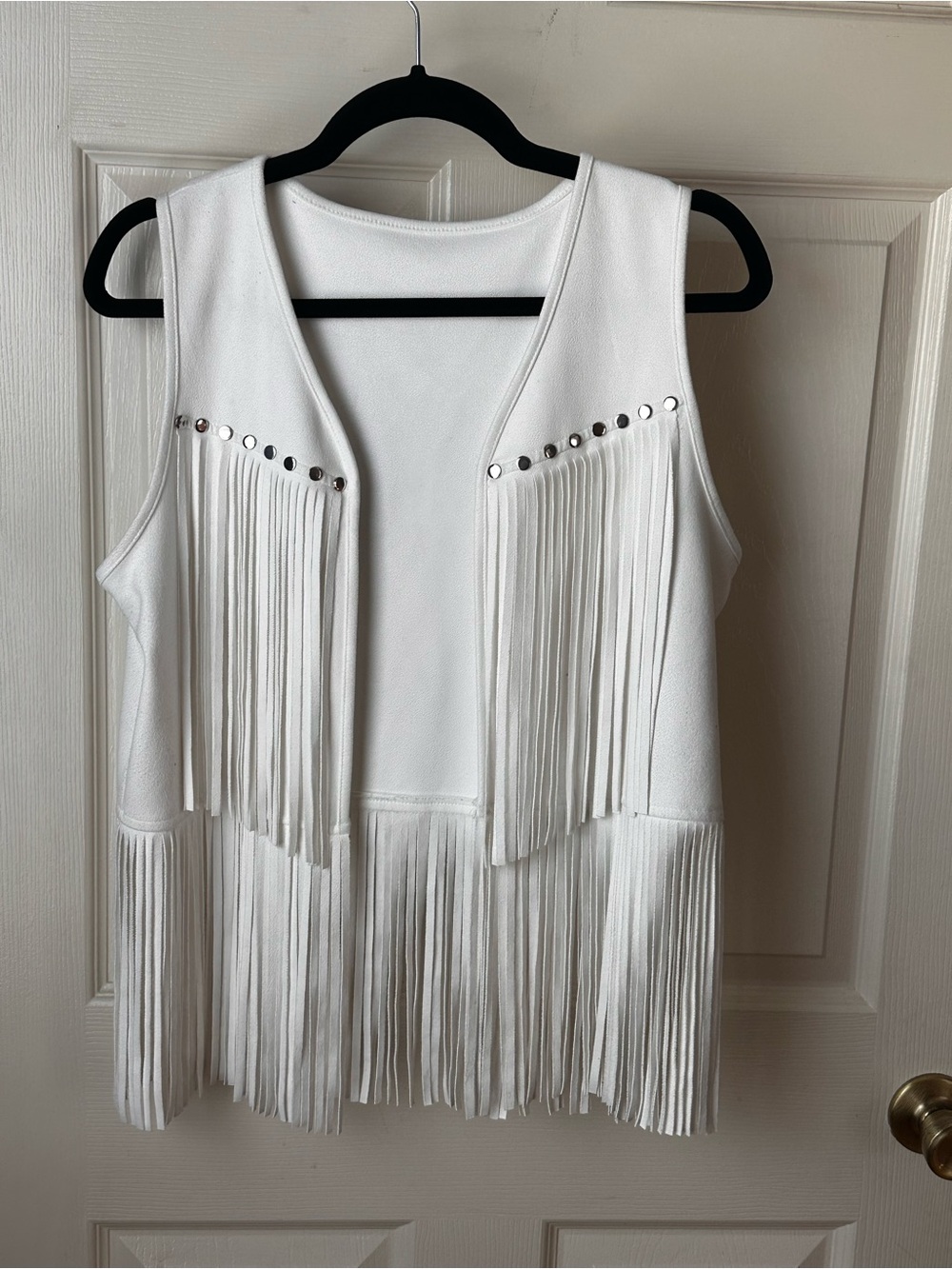 White Fringe Sleeveless Vest - Classic Boho Look